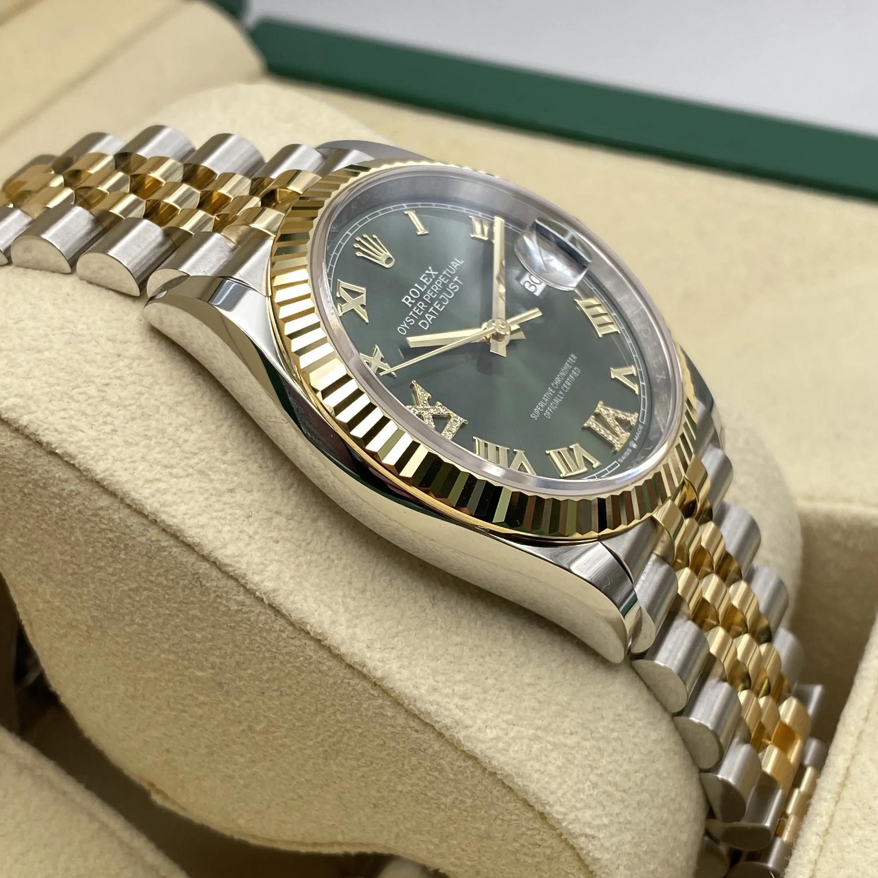 Rolex Datejust 126233 36mm Steel 18K Yellow Gold Olive Green Dial