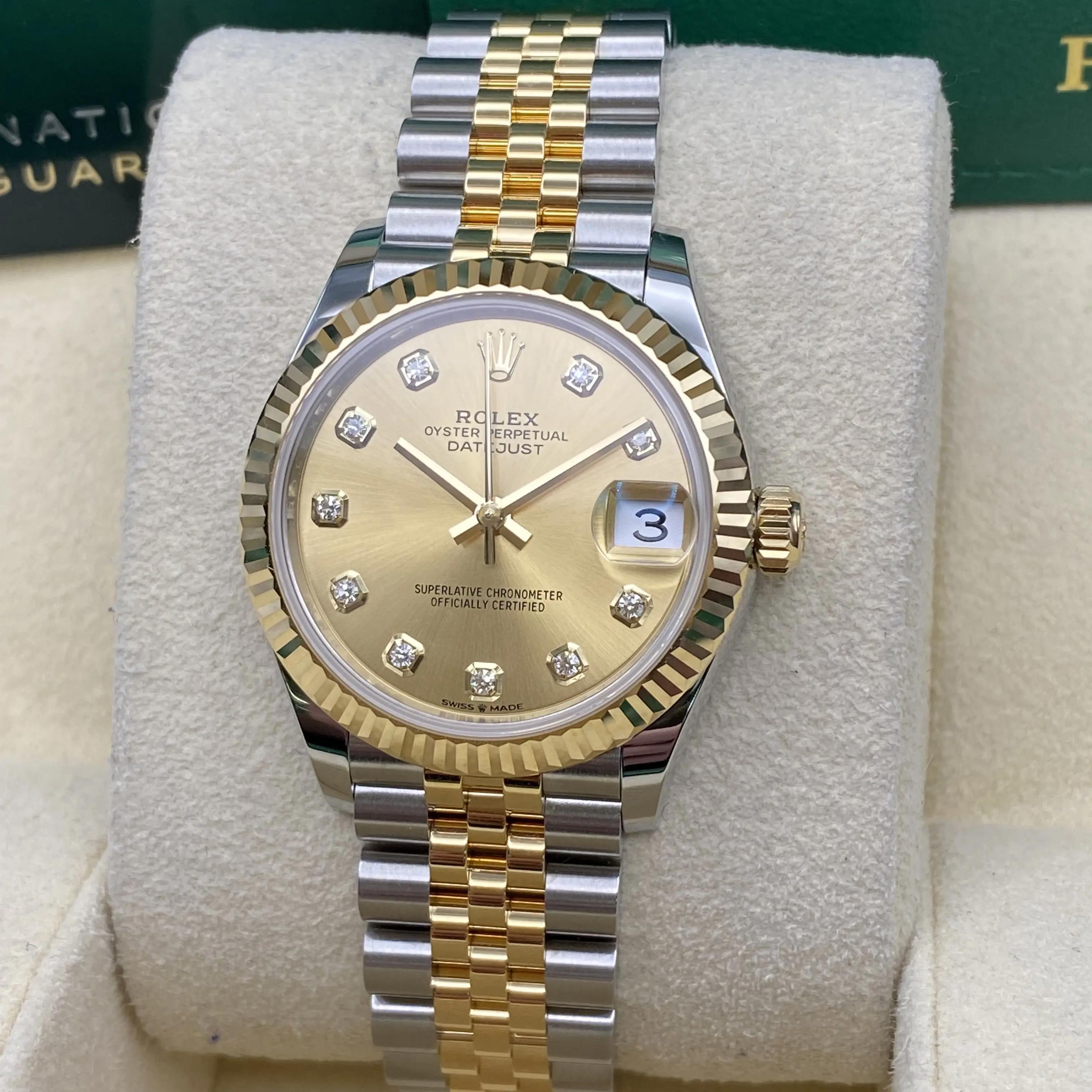 Rolex Datejust 31mm 278273 Yellow Gold Diamond Champagne Dial