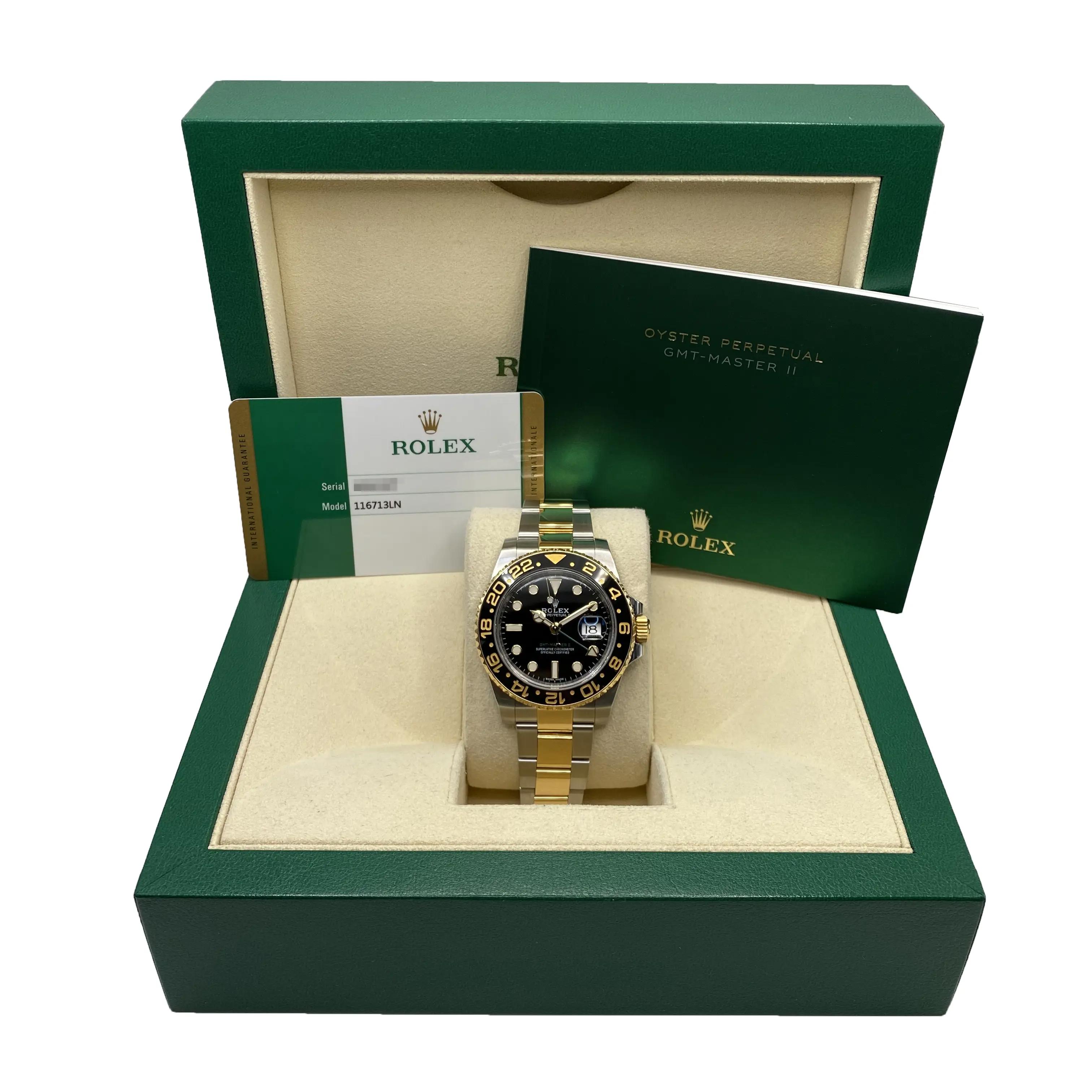 Rolex GMT-Master II Steel 116713LN 18K Yellow Gold Black Dial