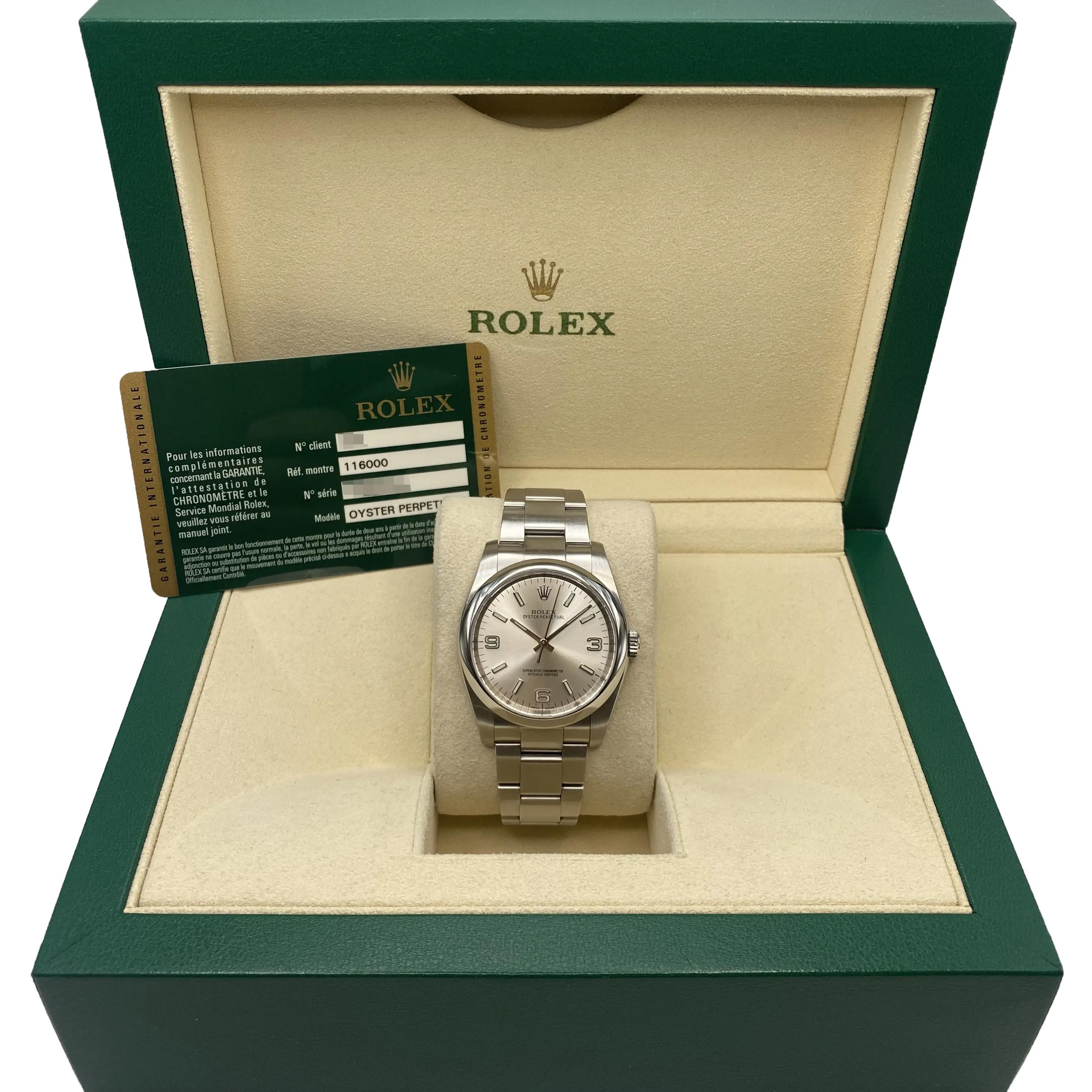 Rolex Oyster Perpetual 36mm 116000 Steel Silver Stick Dial Mens