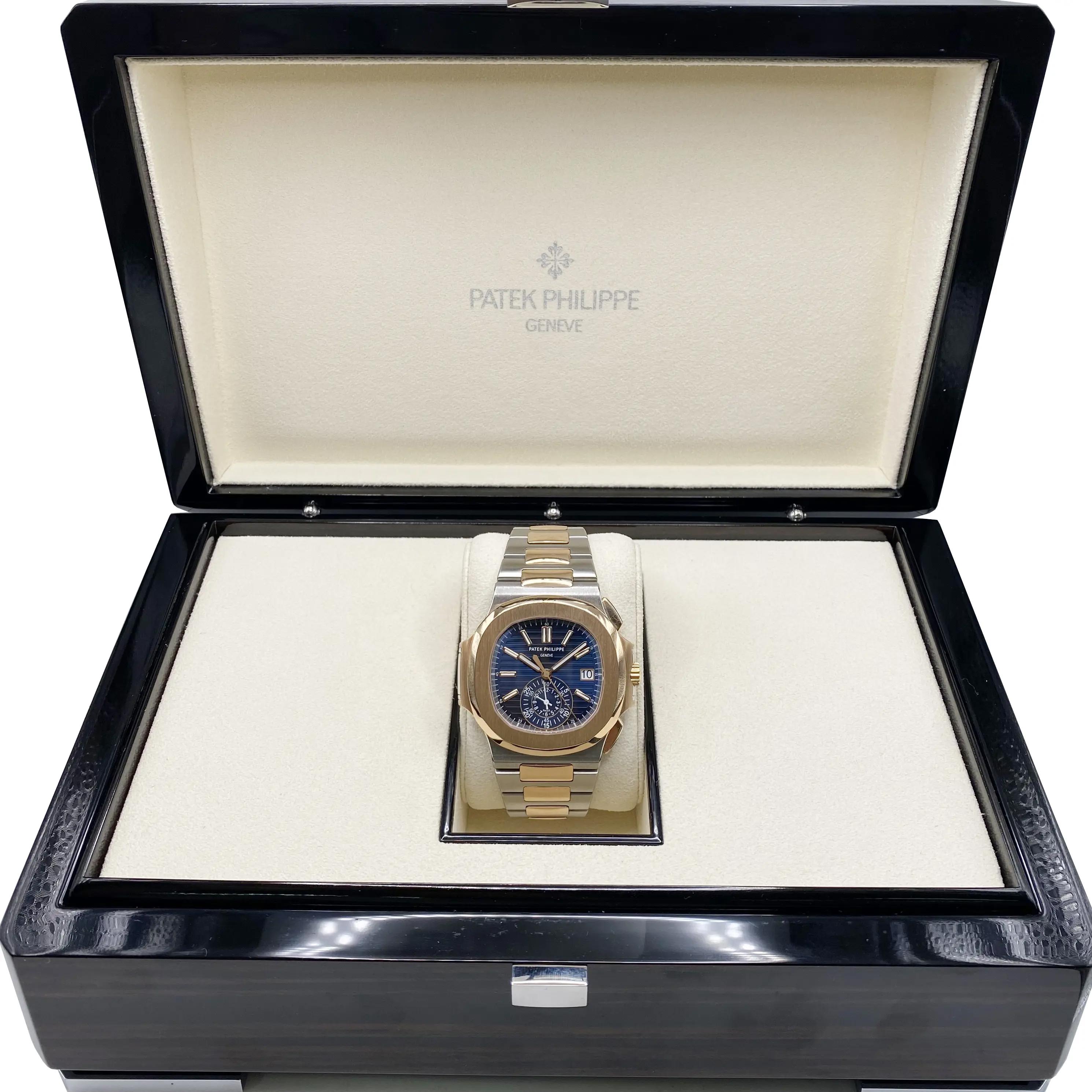 Patek Philippe Nautilus Chronograph 18K Rose Gold Steel Blue Dial