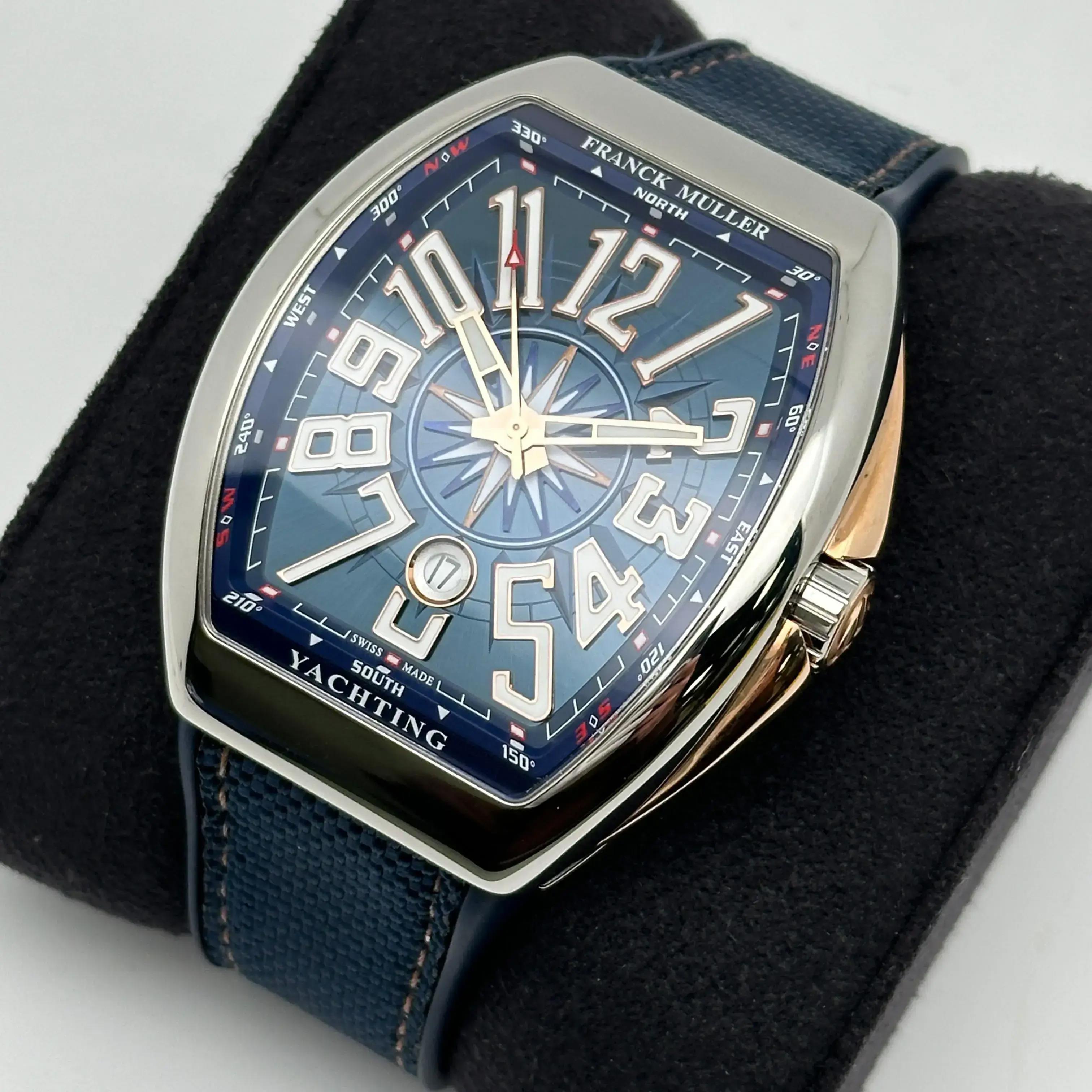 Franck Muller Vanguard Yachting Steel Rose Gold Blue Dial Watch
