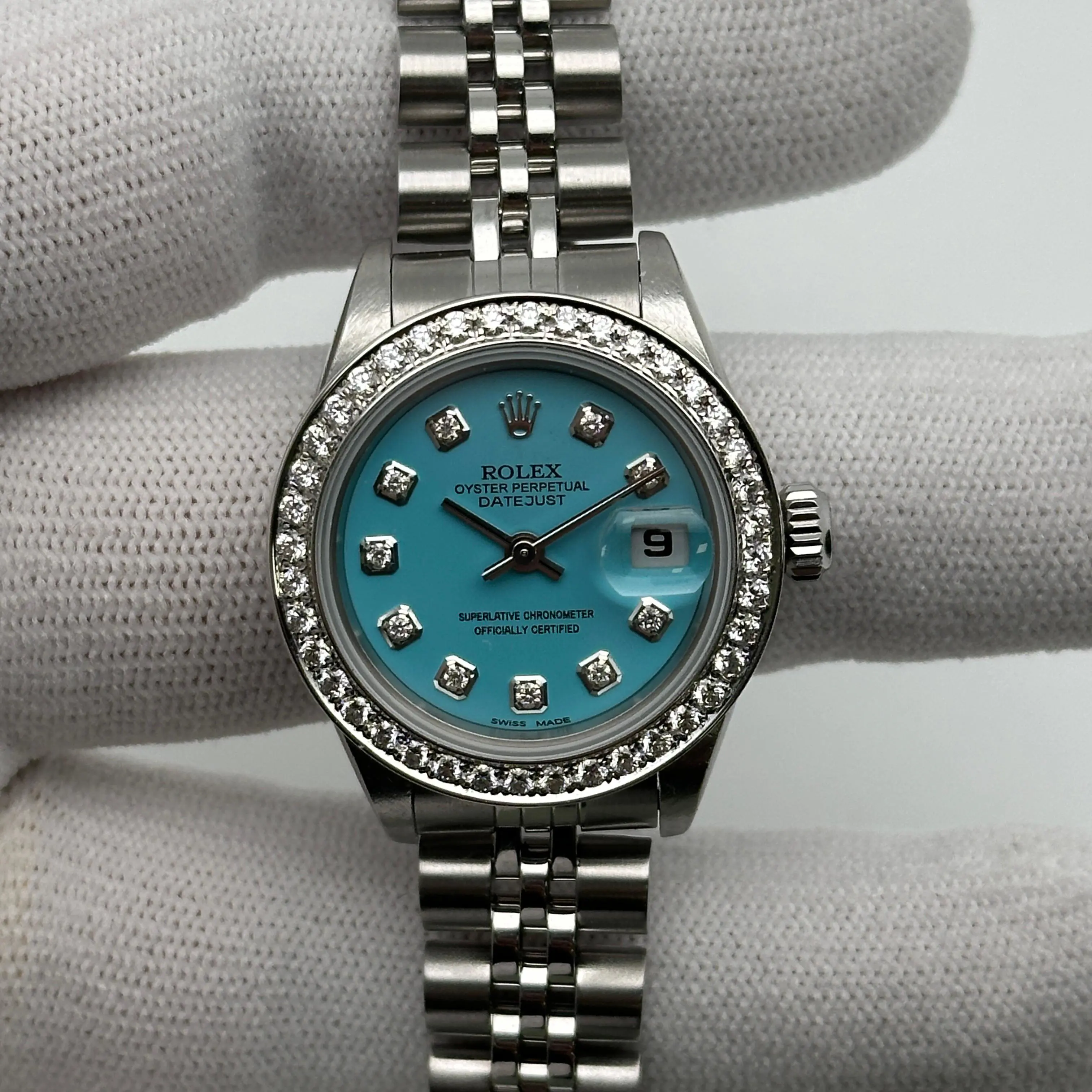 Rolex 美品 79174 DATEJUST シェルダイヤル 26mm 腕時計 Rolex Lady Datejust 26MM Steel Custom Diamond Tiffany Dial