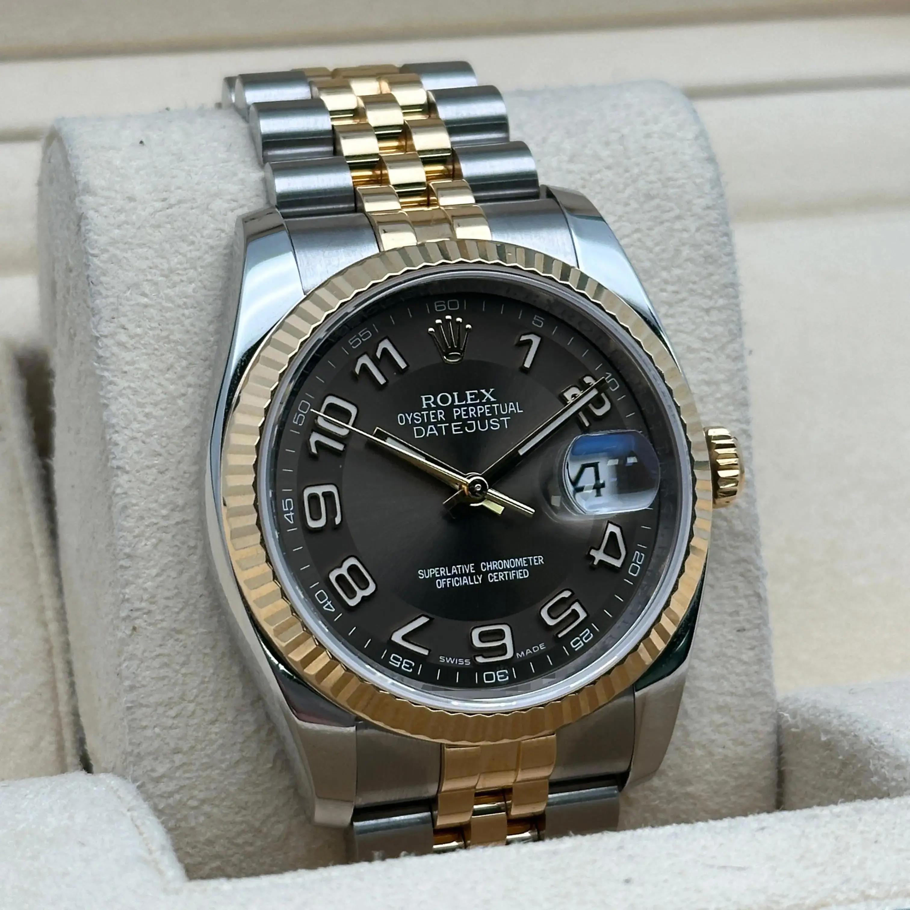 Rolex Datejust 116233 36 18k Yellow Gold Chocolate Arabic
