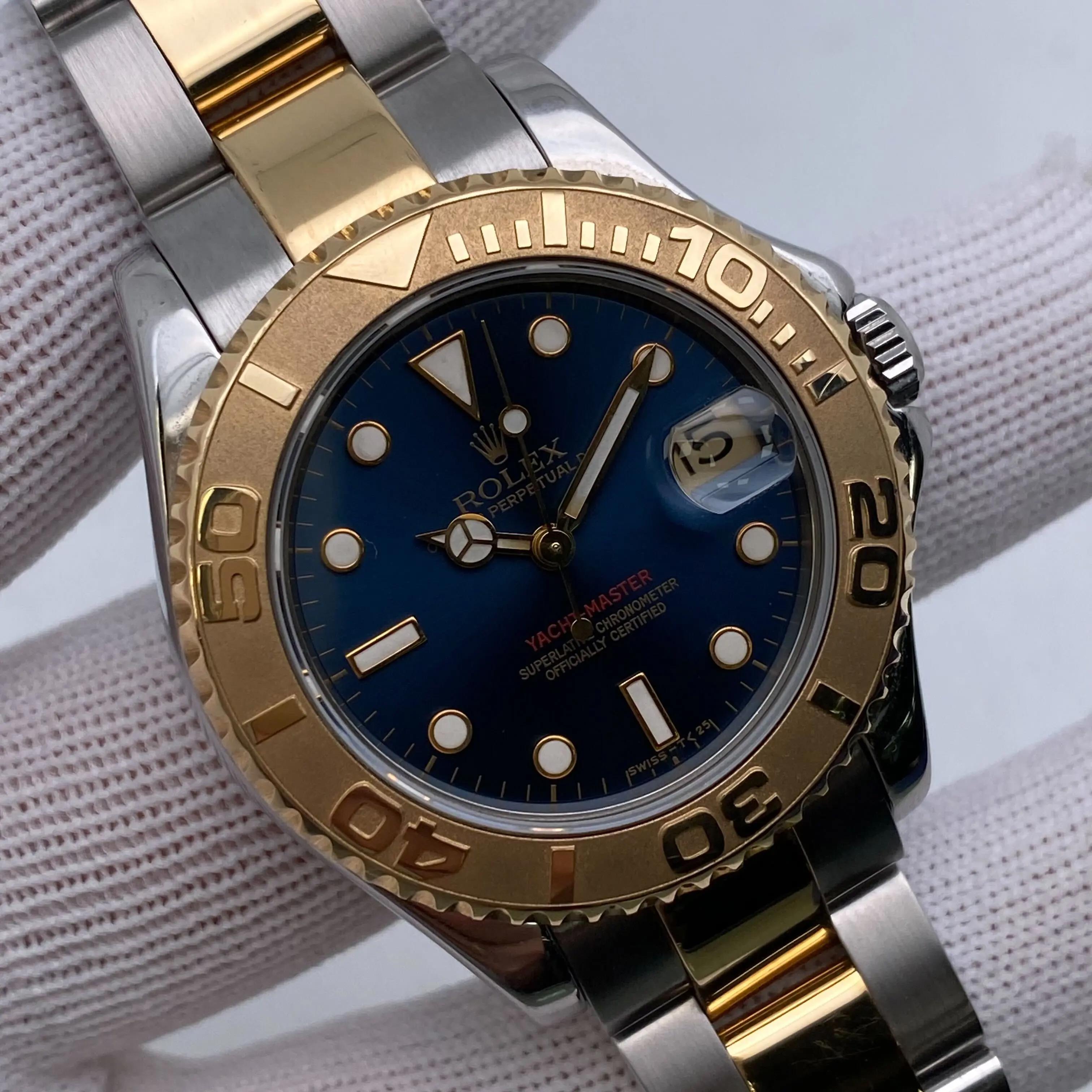 Rolex Yacht-Master 35mm 68623 Midsize Steel 18K Yellow Gold Blue